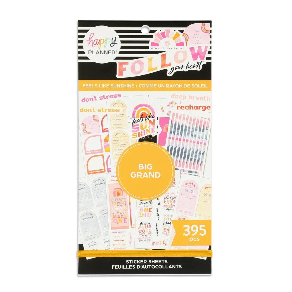 Happy Planner Feels Like Sunshine stickers Big 395 bien-être