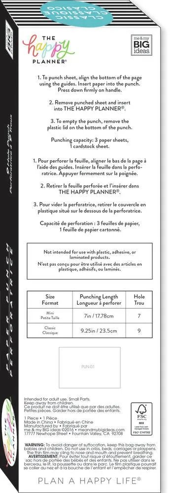 Happy Planner Classic PUN-01 perforatrice bleue