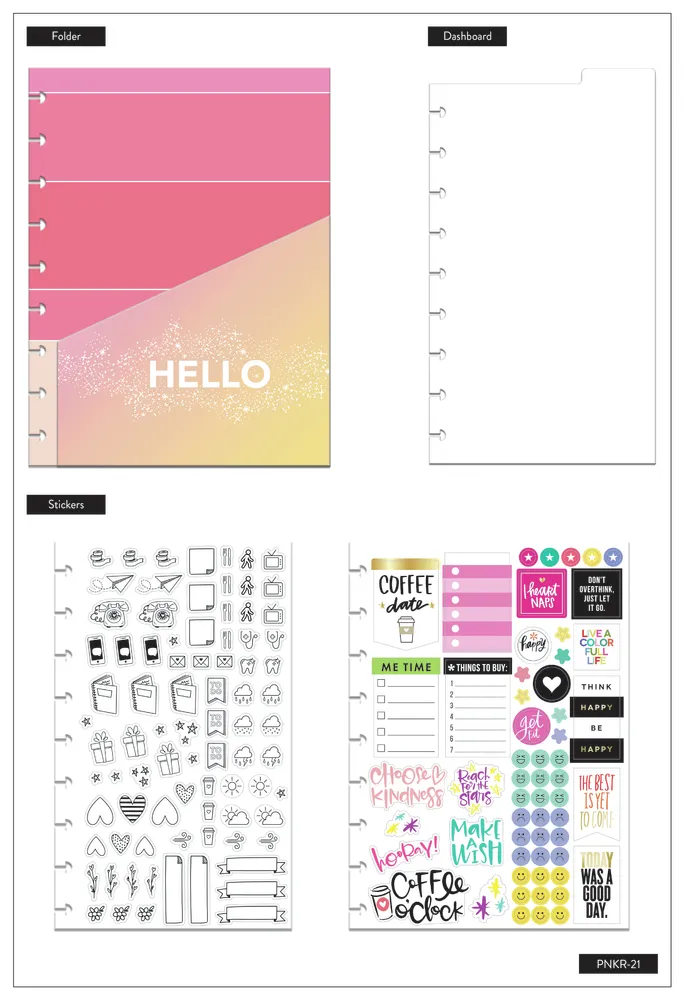 Happy Planner Wanderlust kit carnet classic pointillé + stickers