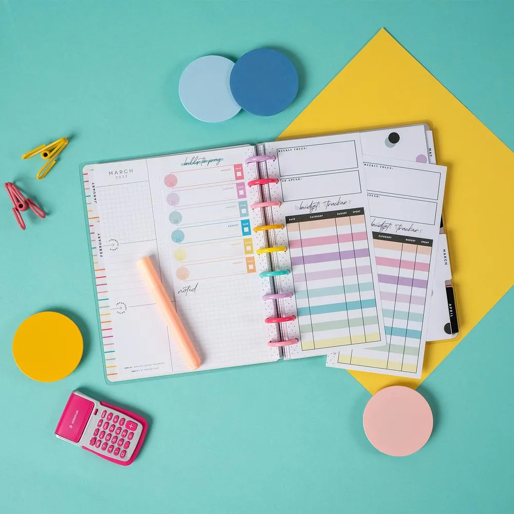Happy Planner Bright Budget Skinny Classic recharge 60 feuilles