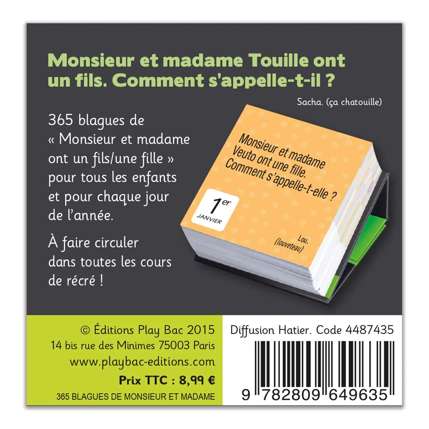 Frigobloc Monsieur et Madame 365 blagues mini calendrier enfant