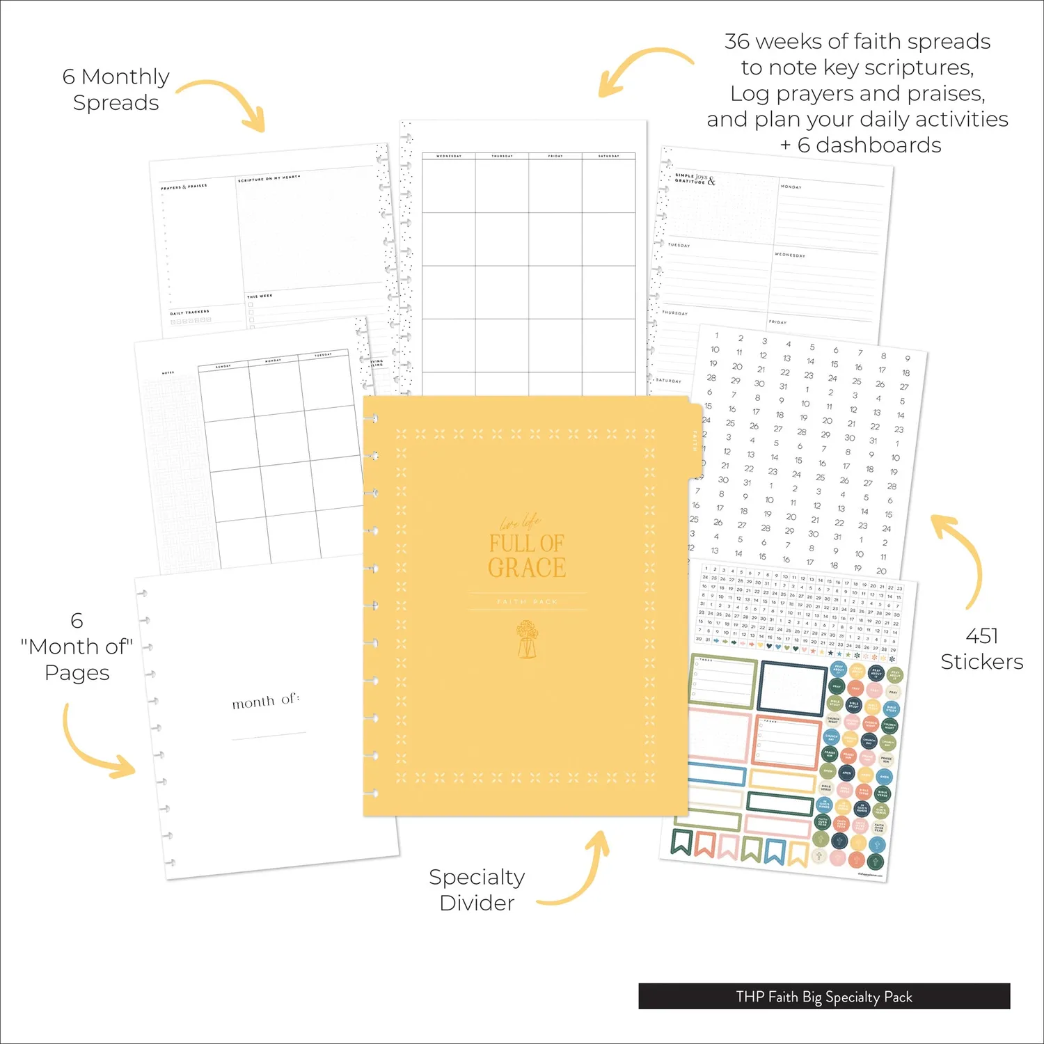 Happy Planner Faith pack spécialité Big 6 mois foi