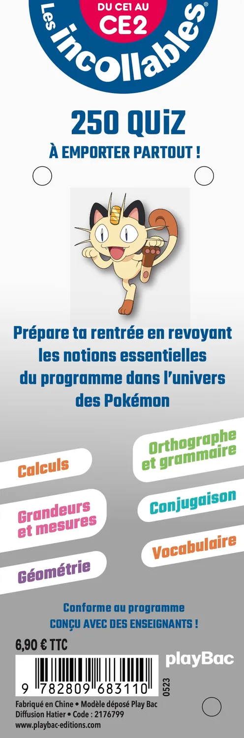 Frigobloc Les Incollables Je rentre en CE2 Pokémon 7/8 ans quiz
