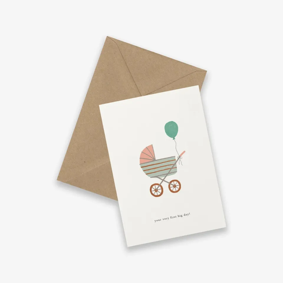 Kartotek Pram carte bébé first big day enveloppe