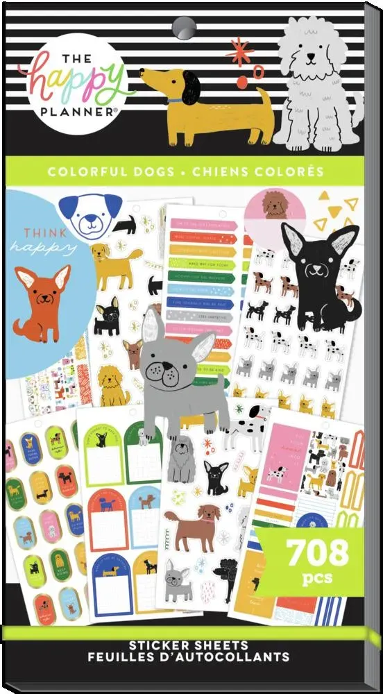 Happy Planner Colorful Dogs stickers agenda 30 planches 708 pièces