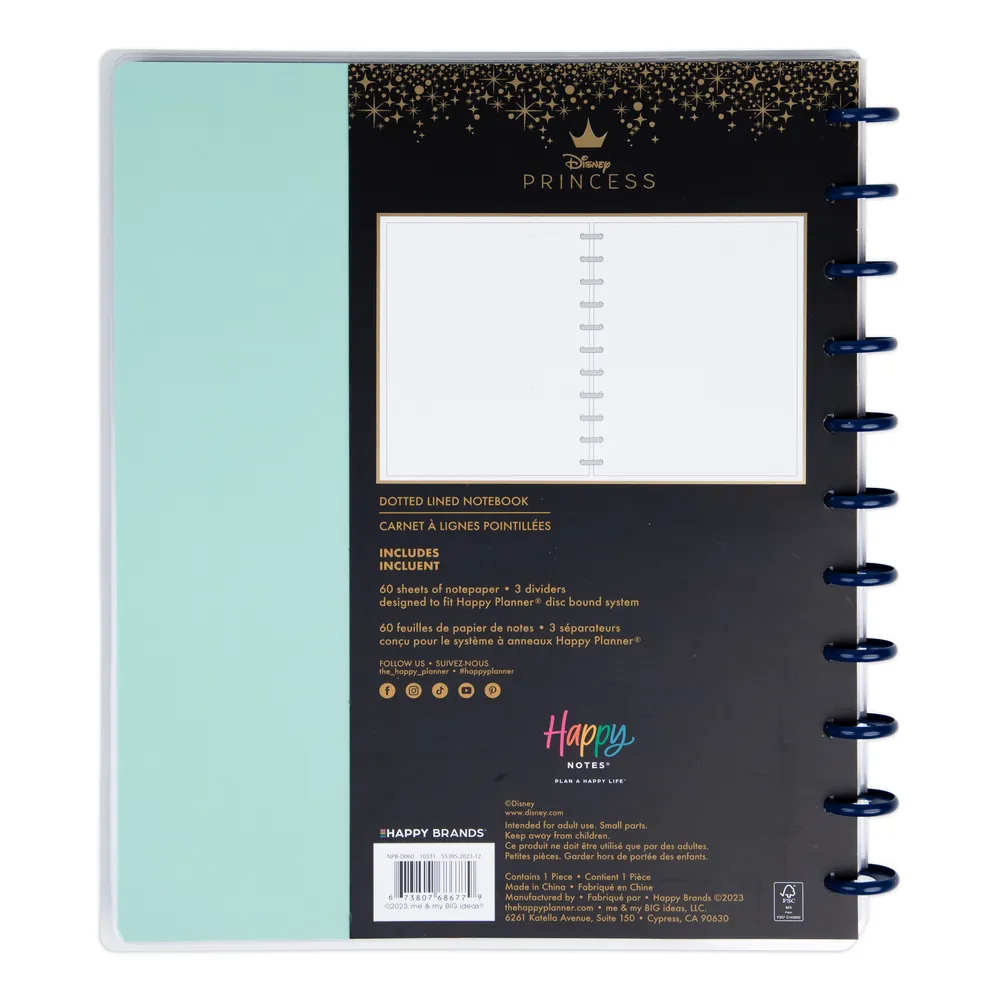 Happy Planner Disney Blanche Neige carnet ligné pointillé Big 60 feuilles