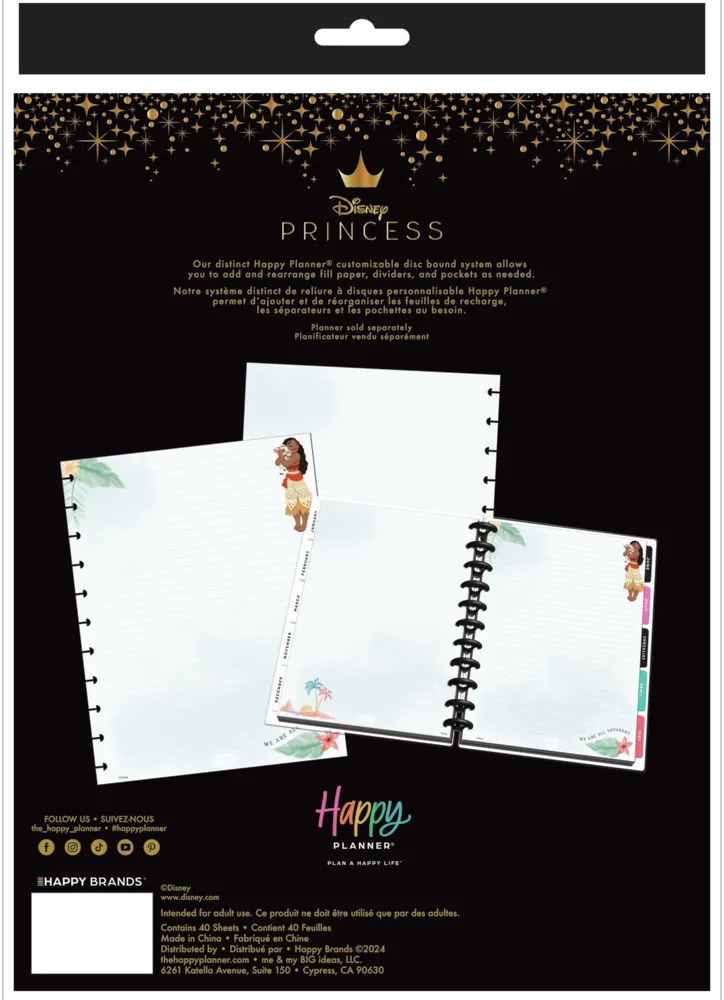 Happy Planner Disney Moana recharge papier pointillé Big 40