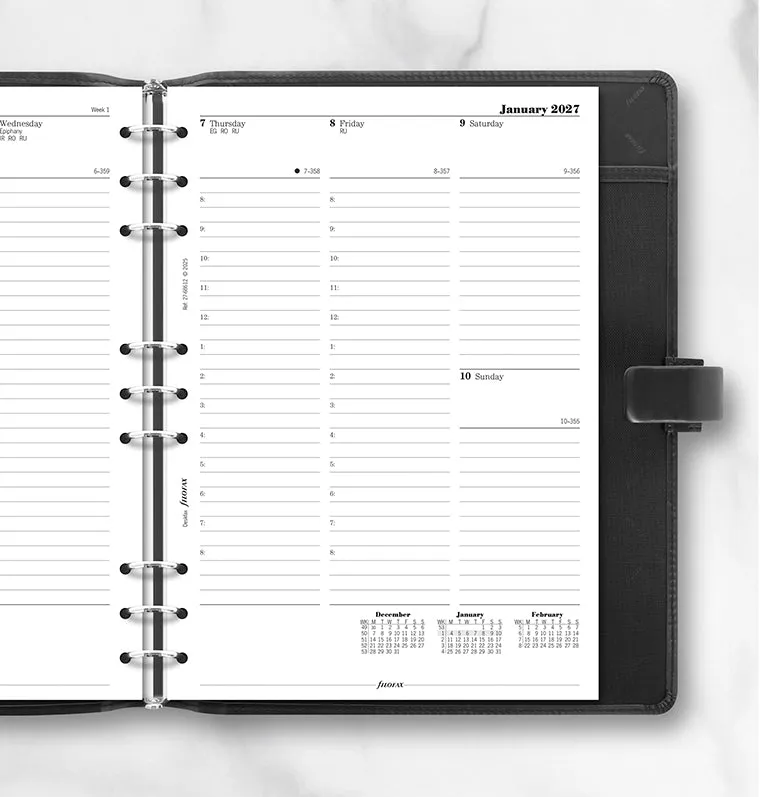 Filofax Classic Deskfax 2027 recharge semaine 2 pages anglais