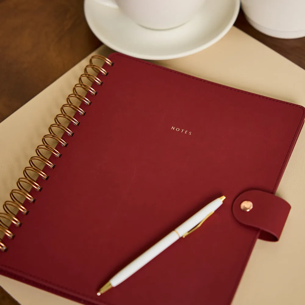Happy Planner Citrine Burgundy carnet spirale Classic cuir vegan pointillé
