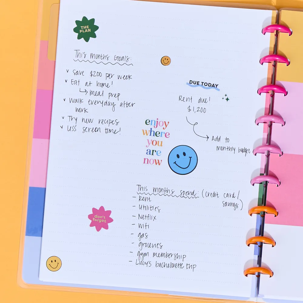 Happy Planner Playful Brights carnet pointillé ligné Classic 60 feuilles