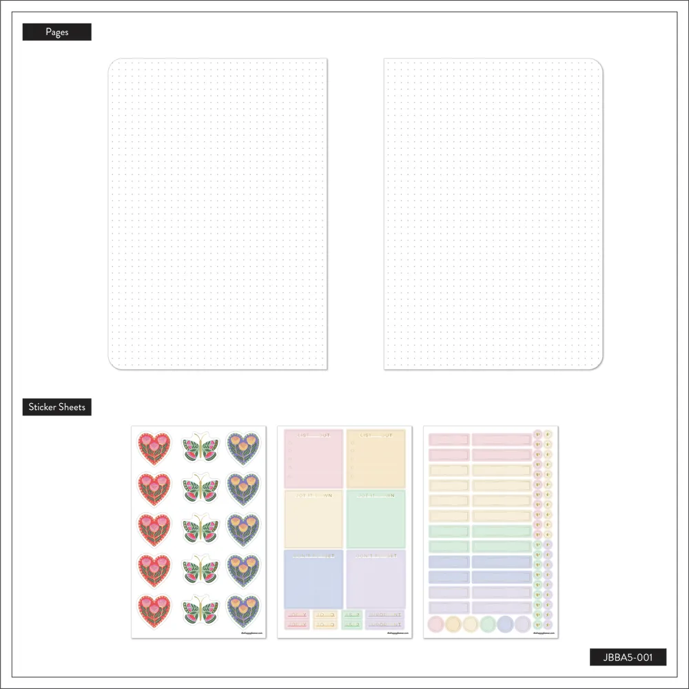 Happy Planner Folk & Flora carnet pointillé 80 feuilles épais