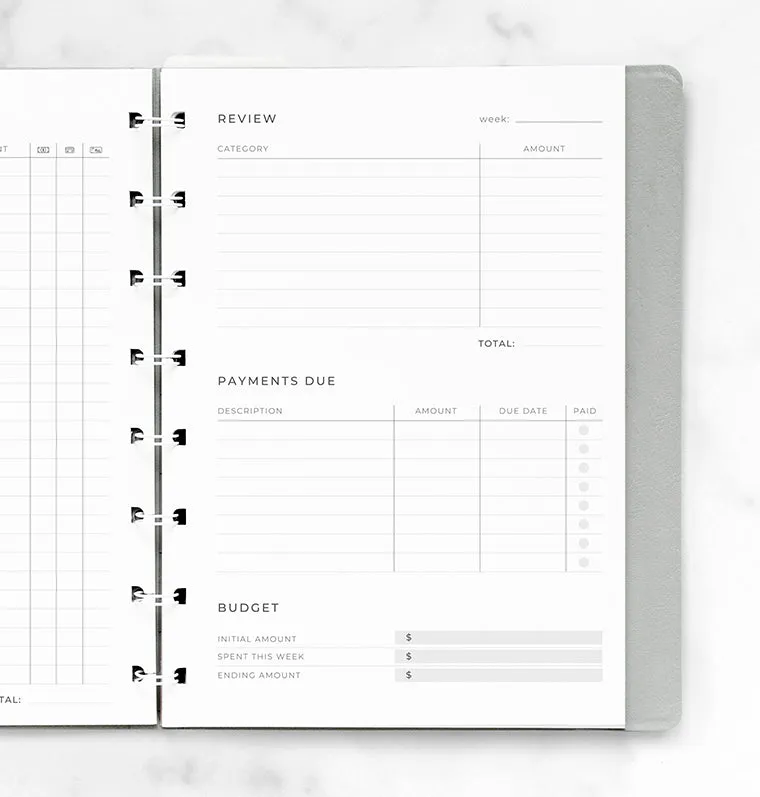 Filofax Minimal recharge budget A5 suivi dépenses