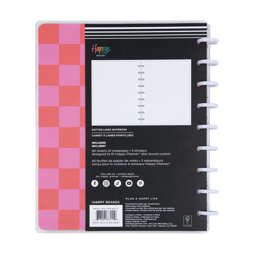Happy Planner Checkered Brights Classic carnet 60 feuilles ligné pointillé