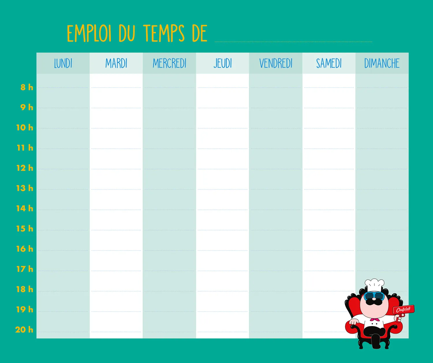 Frigobloc Hebdomadaire Chefclub 2024 calendrier familial aimanté