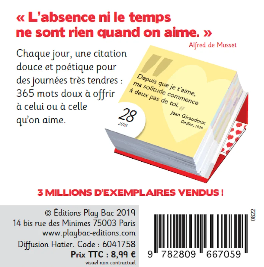 Frigobloc 365 mots d'Amour mini calendrier citations tendres