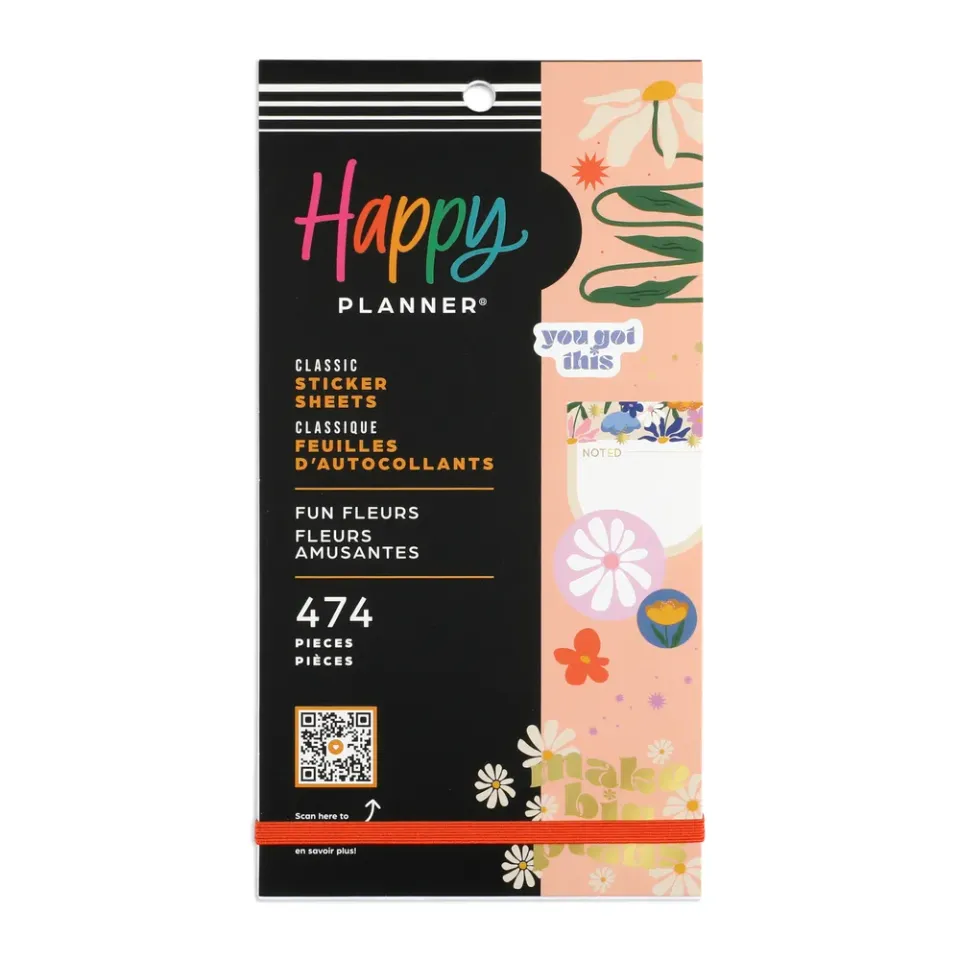 Happy Planner Fun Fleurs autocollants 474 doré 30 feuilles