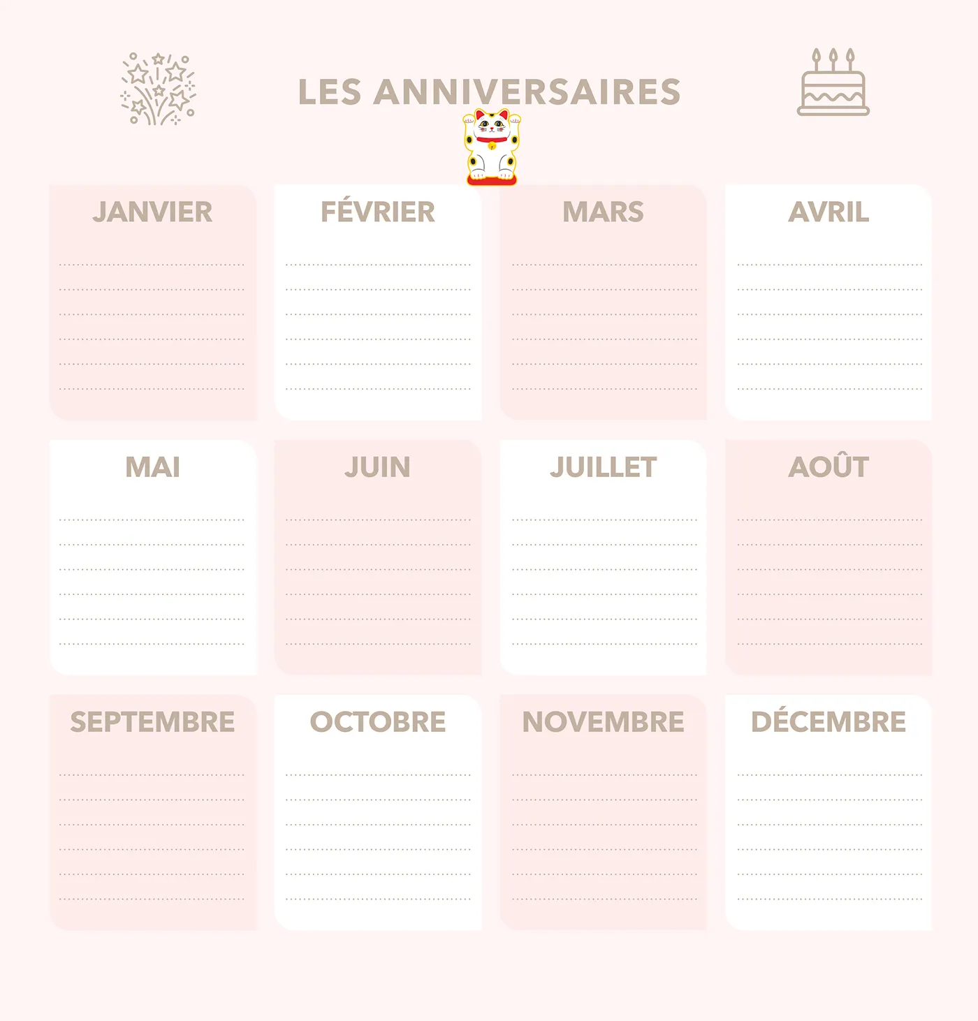 Frigobloc Mensuel 2027 Déco Chats calendrier familial aimanté