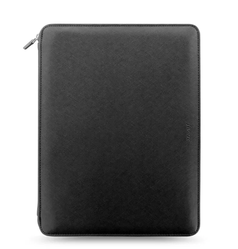 Filofax Saffiano folio zippé A4 noir avec notebook ligné