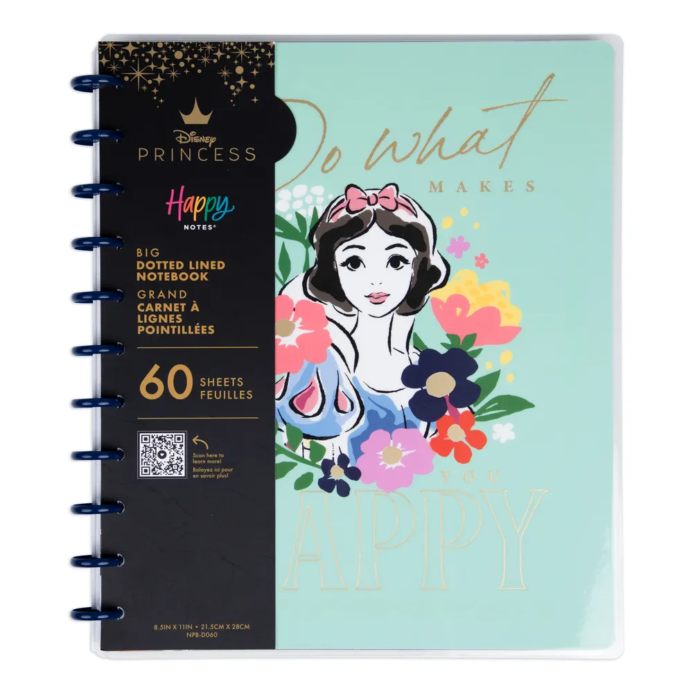 Happy Planner Disney Blanche Neige carnet ligné pointillé Big 60 feuilles