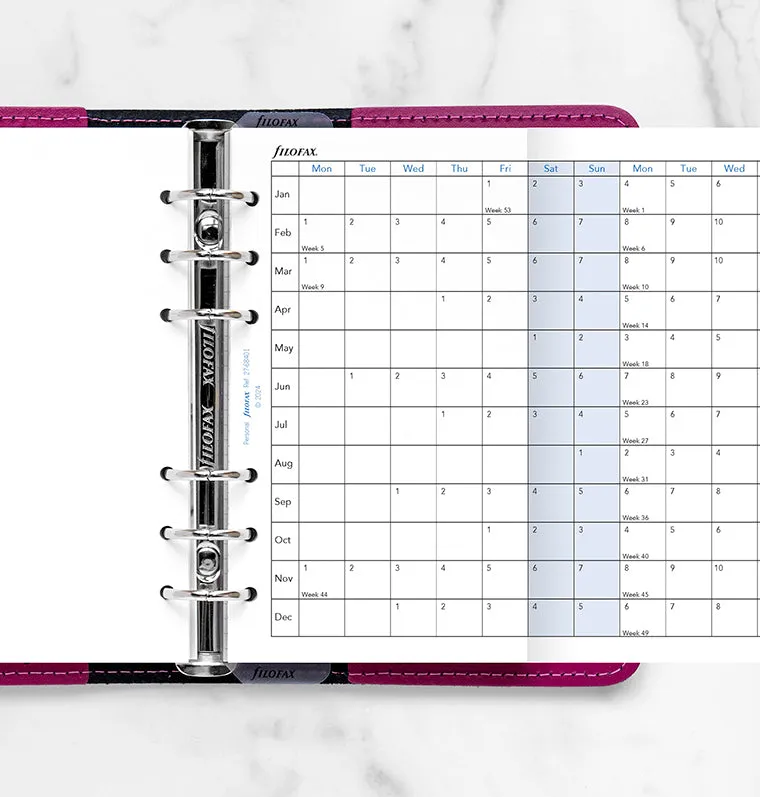 Filofax Personal recharge agenda 2027 horizontal annuel anglais
