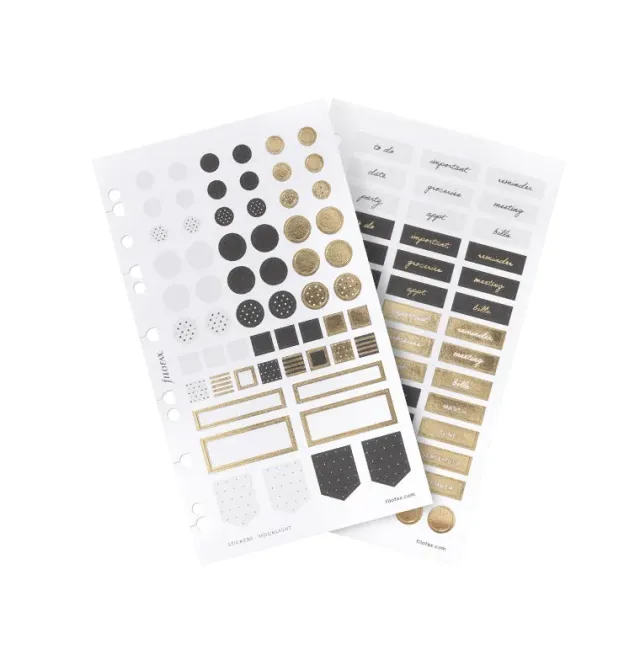 Filofax Moonlight stickers décoratifs dorés 6 feuilles