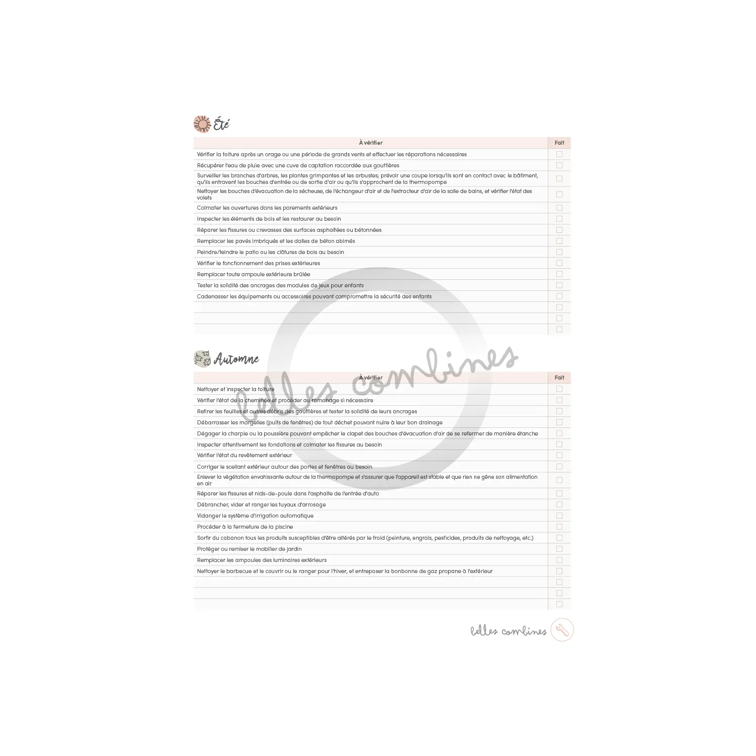 Les Belles Combines guide entretien annuel français