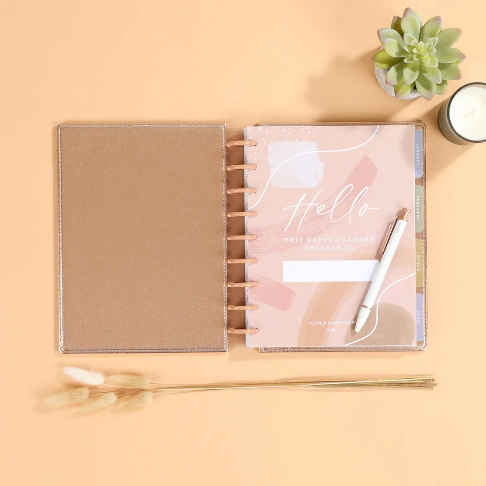 Happy Planner Classic couverture Crushed Rose souple simili cuir rose