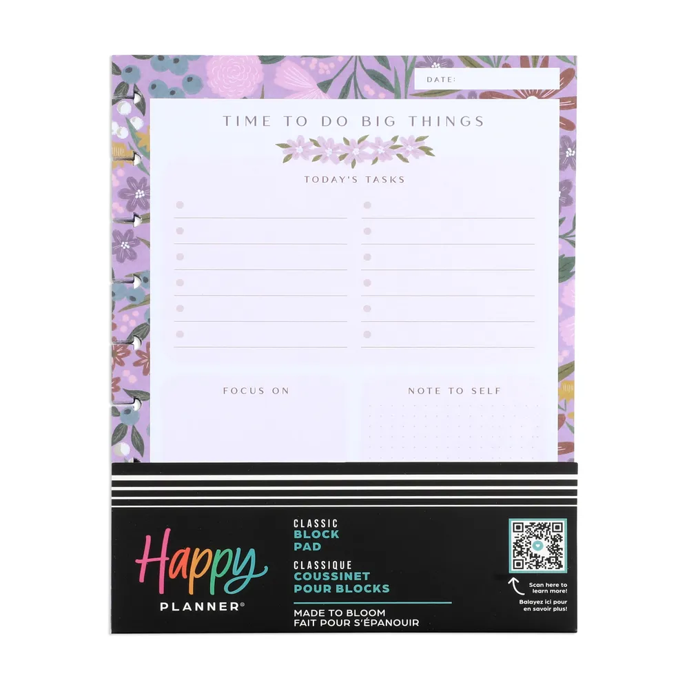 Happy Planner Made to Bloom bloc notes Classic 100 feuilles
