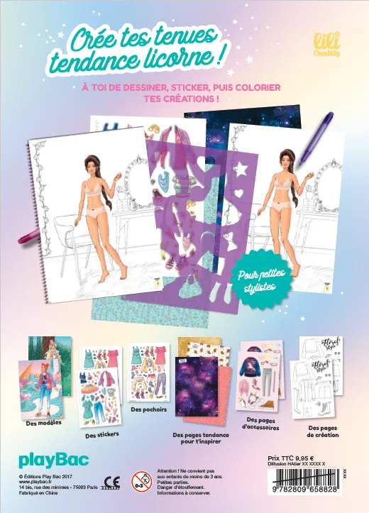 Frigobloc Mode Licorne cahier créatif stickers pochoirs