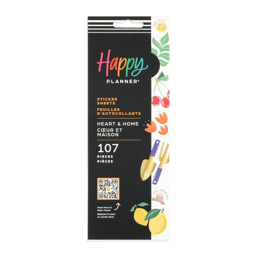 Happy Planner Heart & Home stickers 8 feuilles jardin