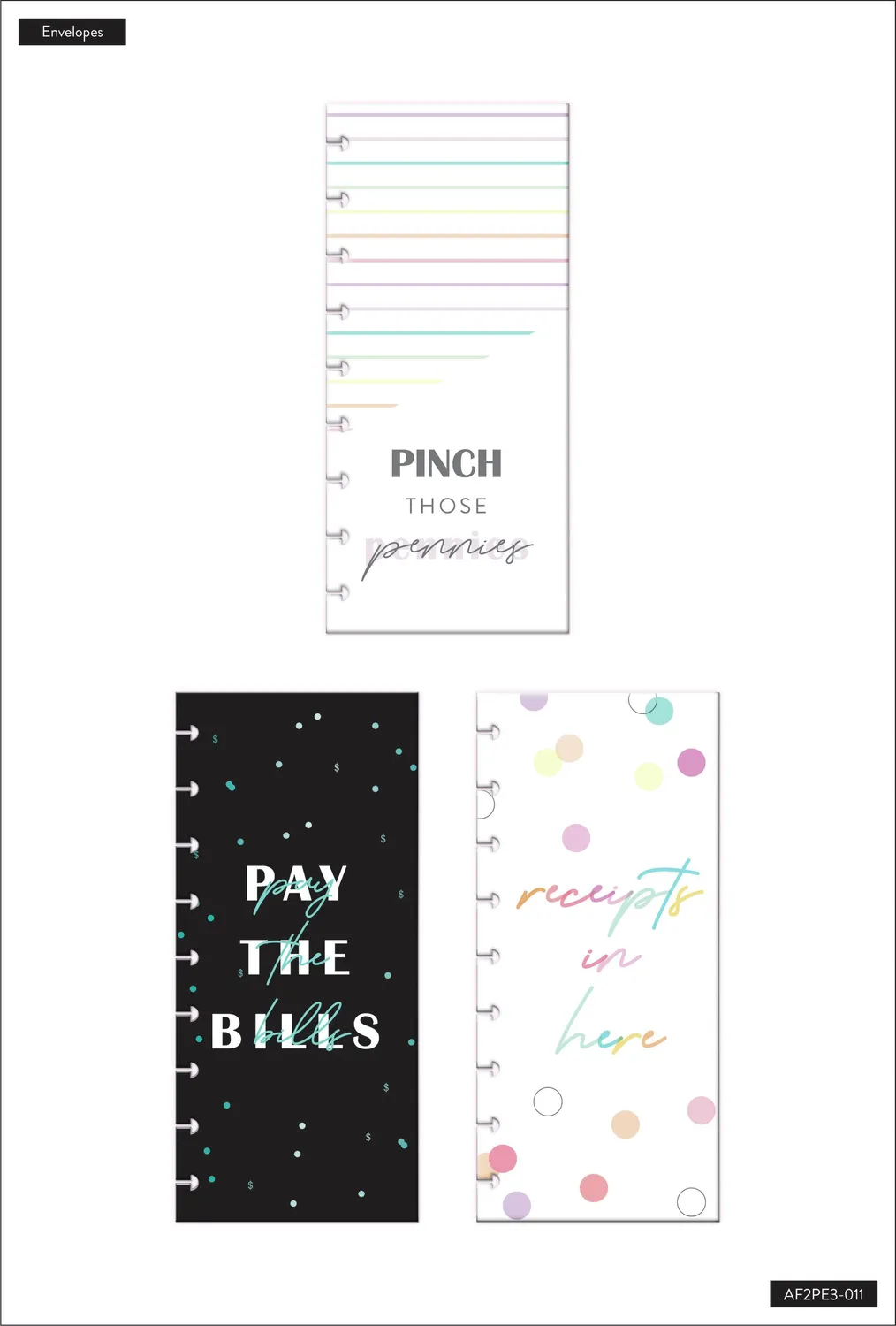 Happy Planner Bright Budget pochettes Classic lot de 3