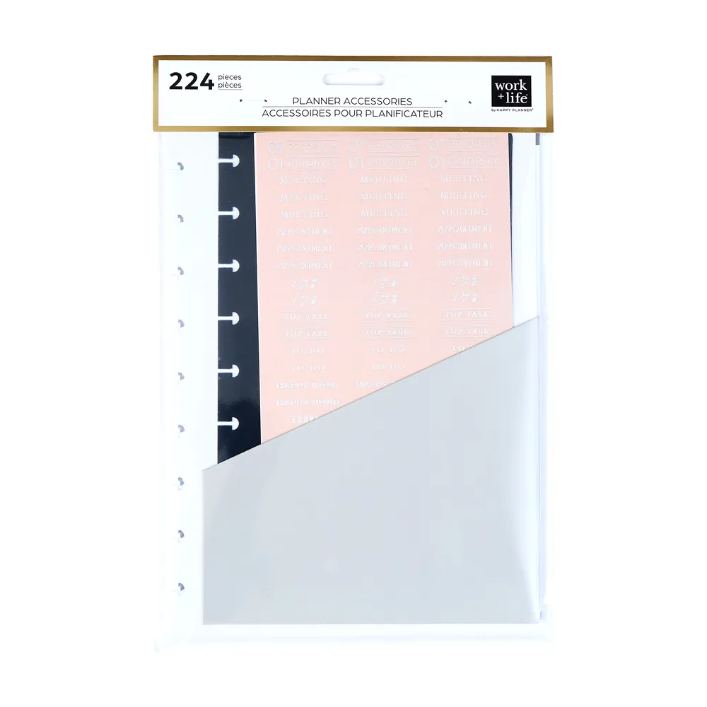 Happy Planner Work Life Onyx pack accessoires Classic noir