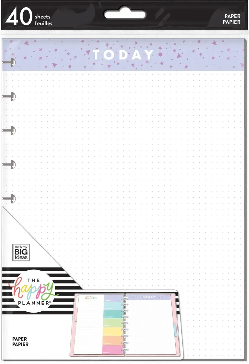 Happy Planner Classic recharge papier pointillé couleur 40 feuilles