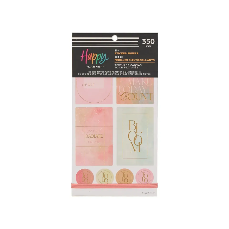 Happy Planner Textured Canvas Big stickers 30 planches dorées