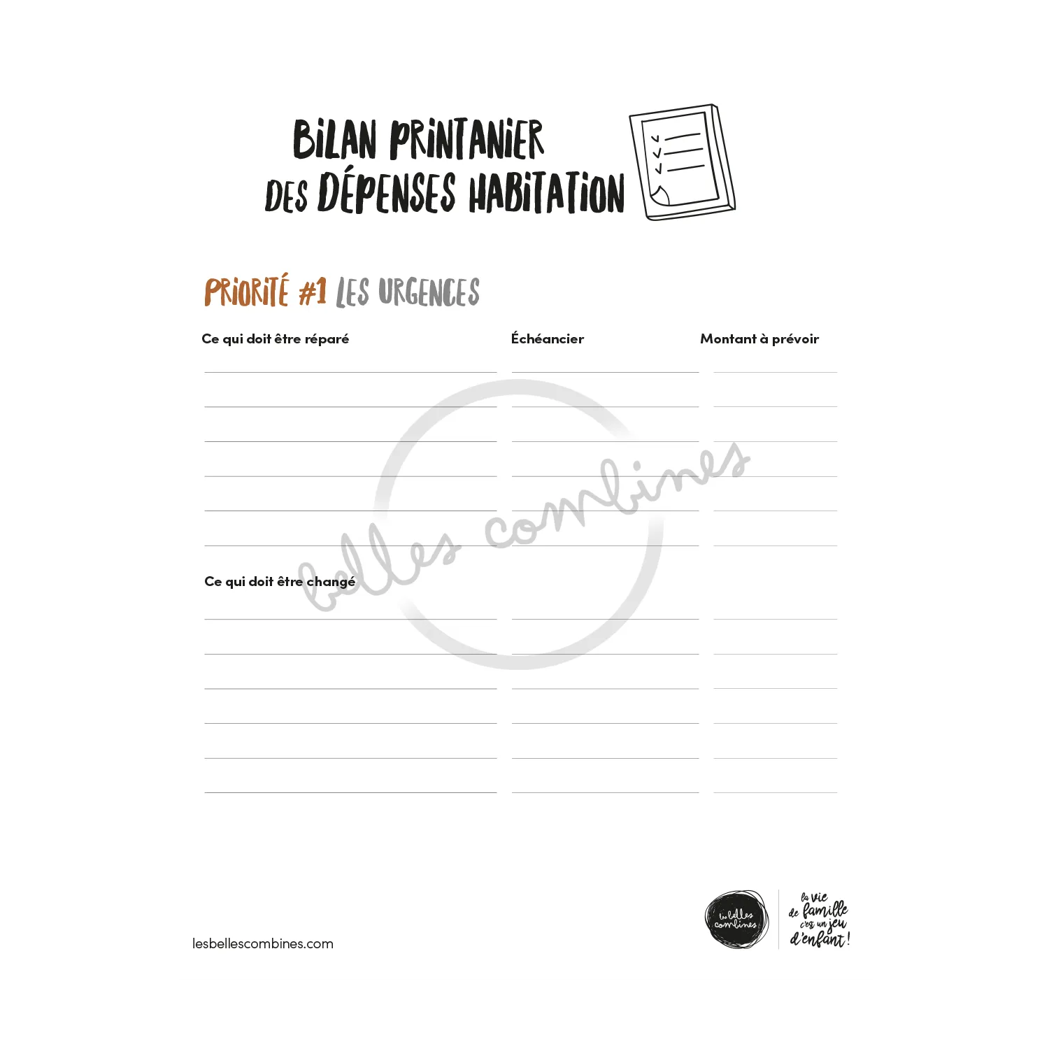 Les Belles Combines Guide ménage Printemps fiche à imprimer française