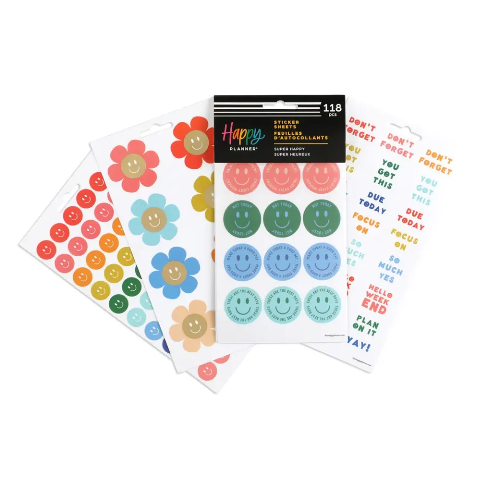 Happy Planner Super Happy stickers 5 feuilles smiley 118