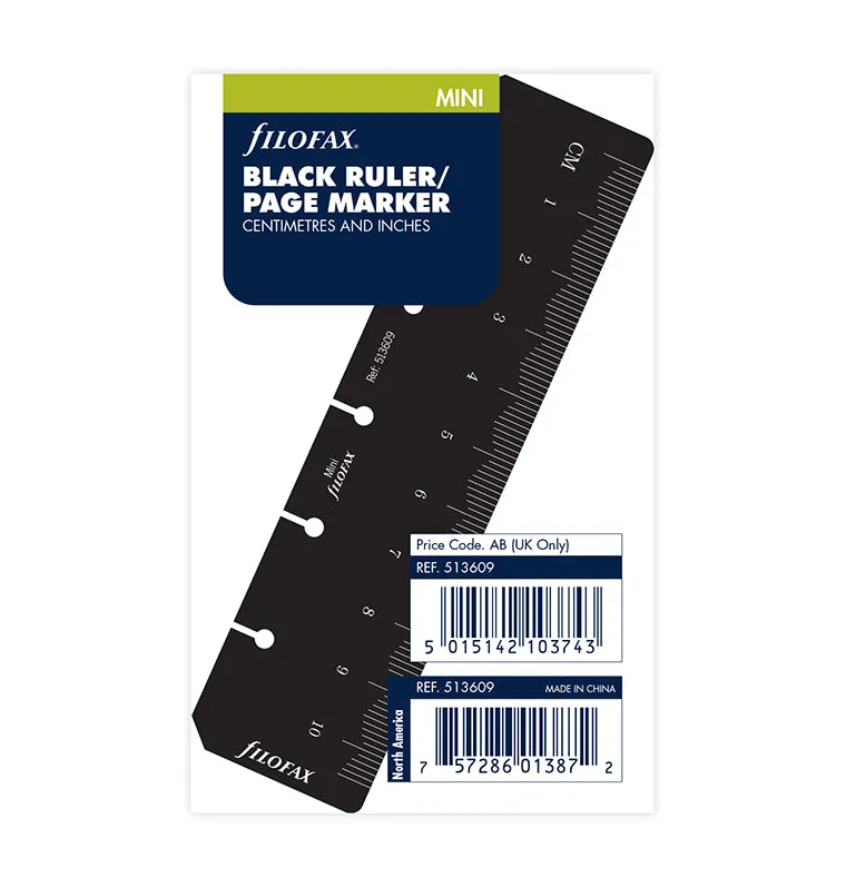 Filofax Mini marque-page règle noir
