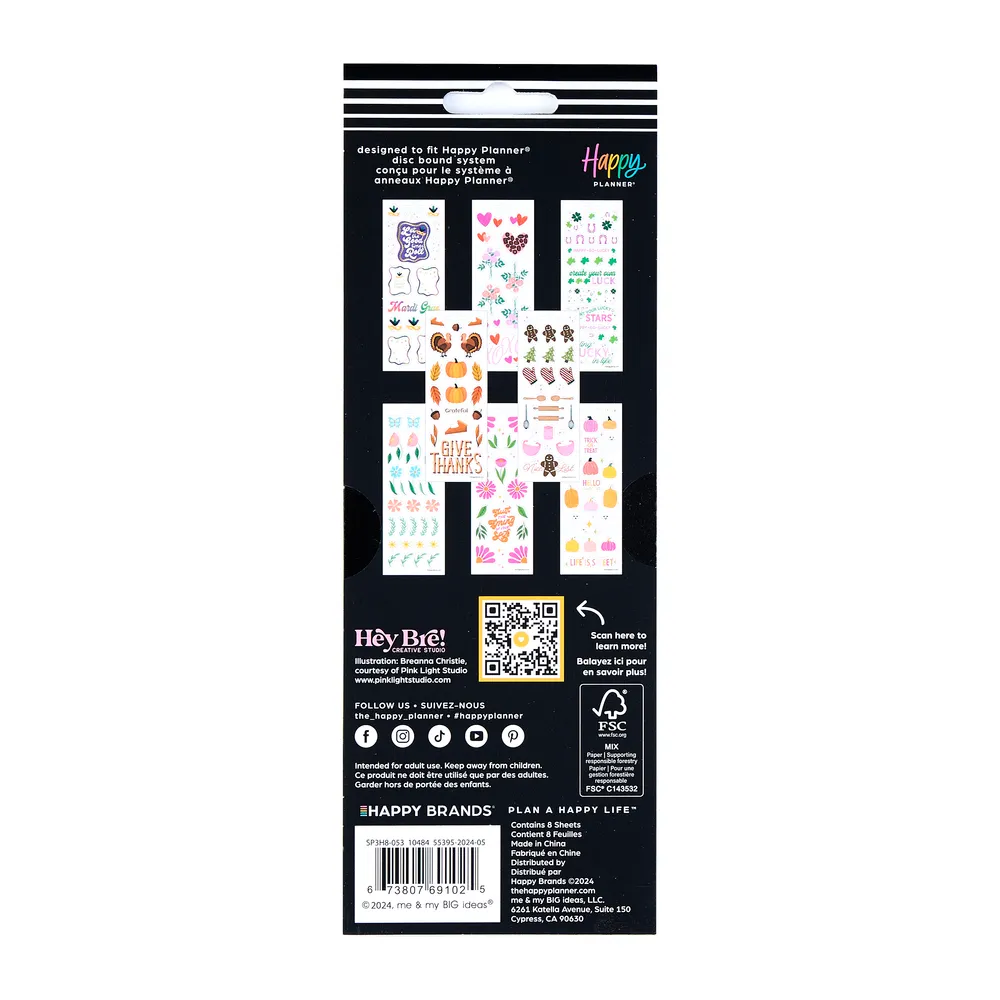 Happy Planner Seasons of Joy stickers saisonniers 8 planches
