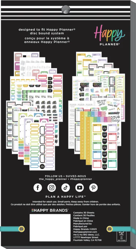 Happy Planner Bright Budget stickers budget 994 pièces 30 feuilles