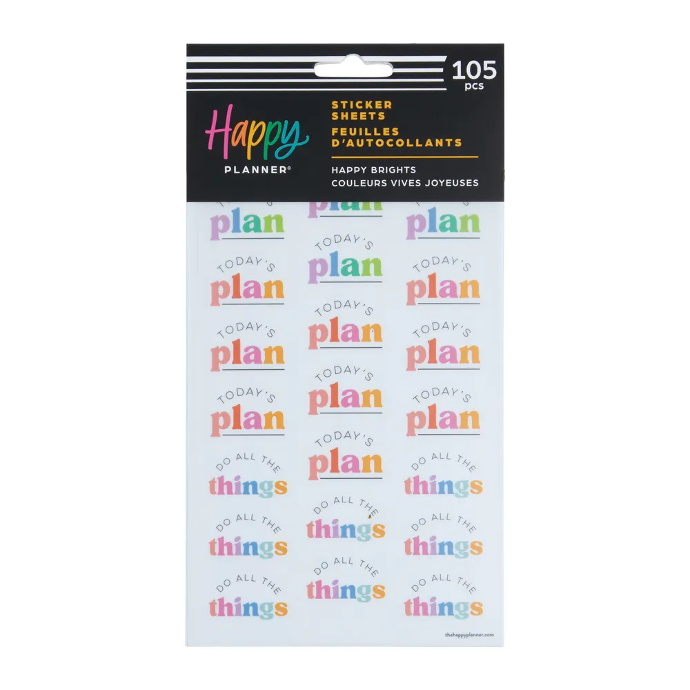 Happy Planner Happy Brights stickers 5 feuilles 105 colorés
