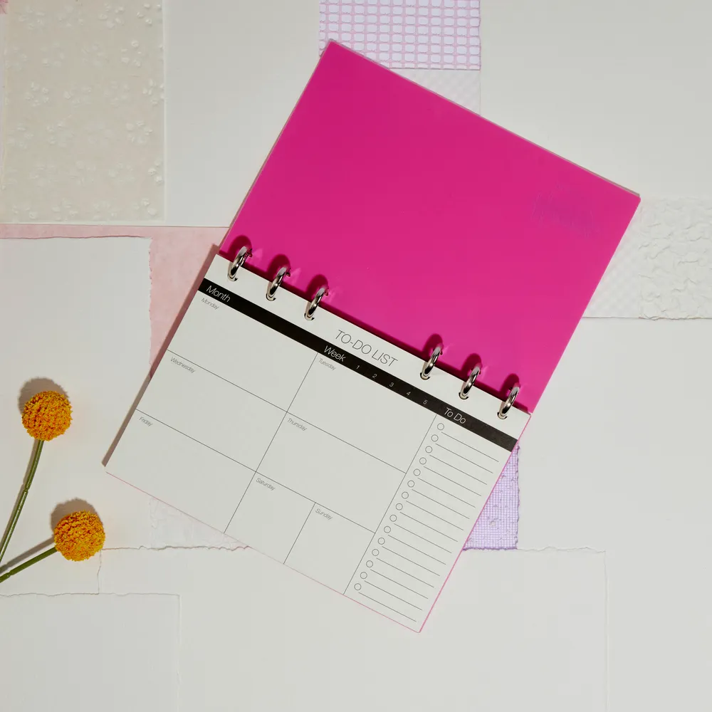 Happy Planner Frosted Hot Pink agenda à disque non daté 52 pages
