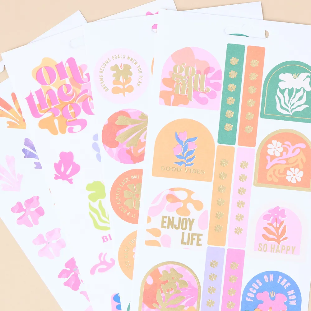 Happy Planner Vivid Tropics stickers 10 planches 171 pièces