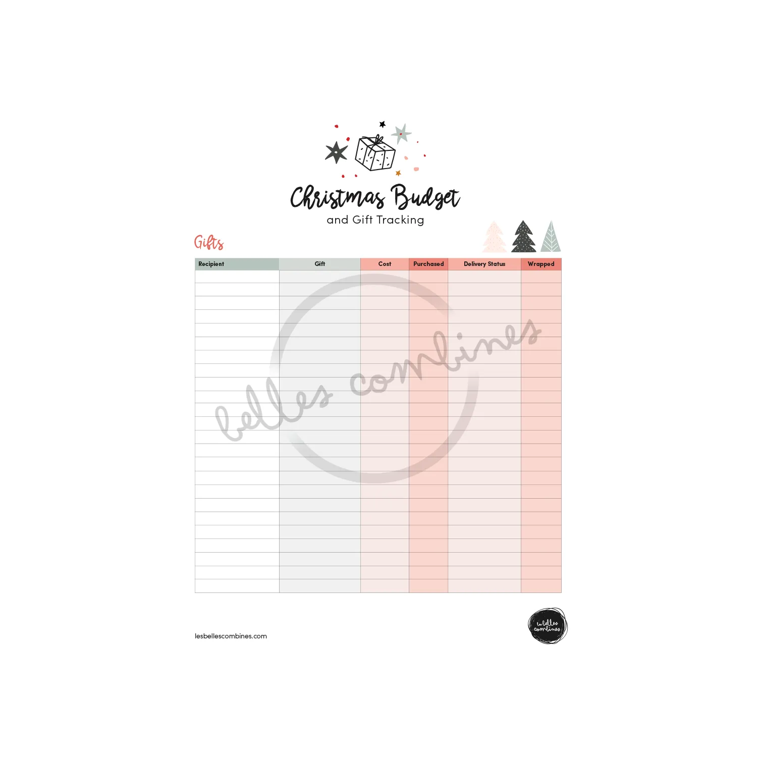 Les Belles Combines Budget de Noël fiche à imprimer bilingue