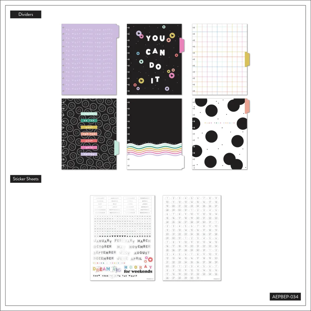 Happy Planner Happy Brights extension Big 6 mois 470 pièces