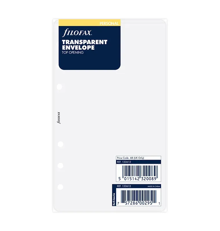 Filofax Personal pochette transparente ouverture haute