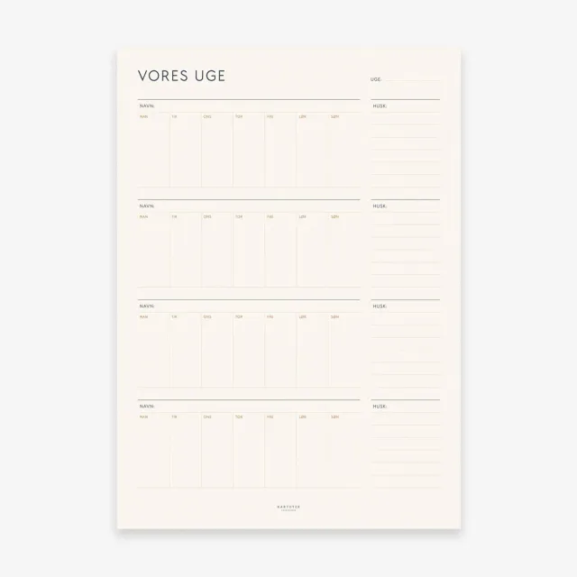Kartotek Vores Uge affiche planning semaine 50x70