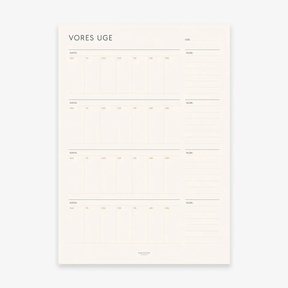 Kartotek Vores Uge affiche planning semaine 50x70