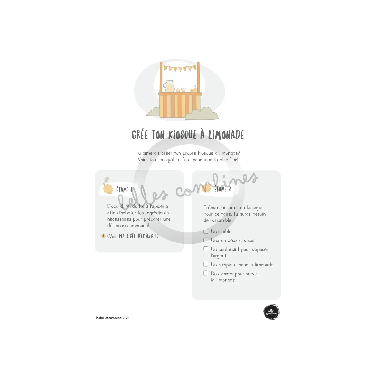 Les Belles Combines Kiosque à limonade fiche enfant été