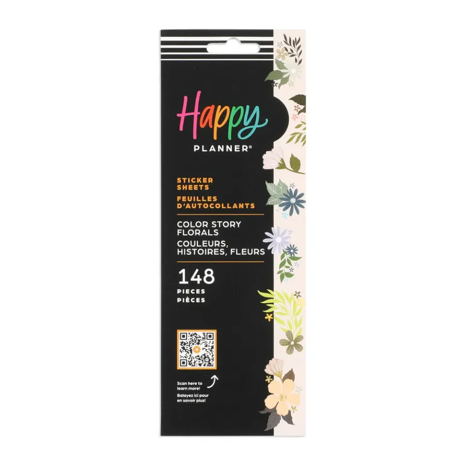 Happy Planner Floral Color Story stickers 8 feuilles floraux