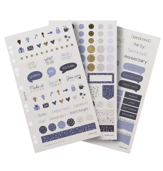 Filofax Indigo stickers repositionnables dores 6 feuilles